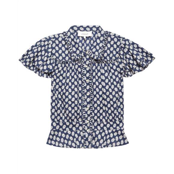 NEW THE GREAT. women's gardenia top in mini evening daisy